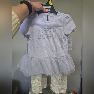 Carters Girls Easter Outfit Set Tutu Shirt And Leggings New With Tags